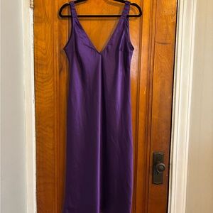Purple Midi Slip Style Dress with Tie Back